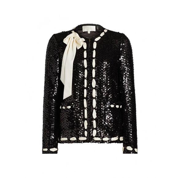 NEW LOVESHACKFANCY rosina ribbon sequin jacket in black - Picture 6 of 6